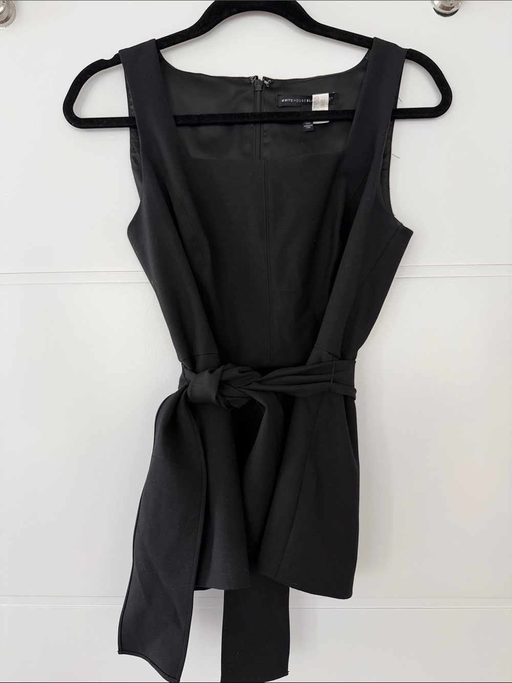 White House Black Market Black Sleeveless Tie-Waist Top
